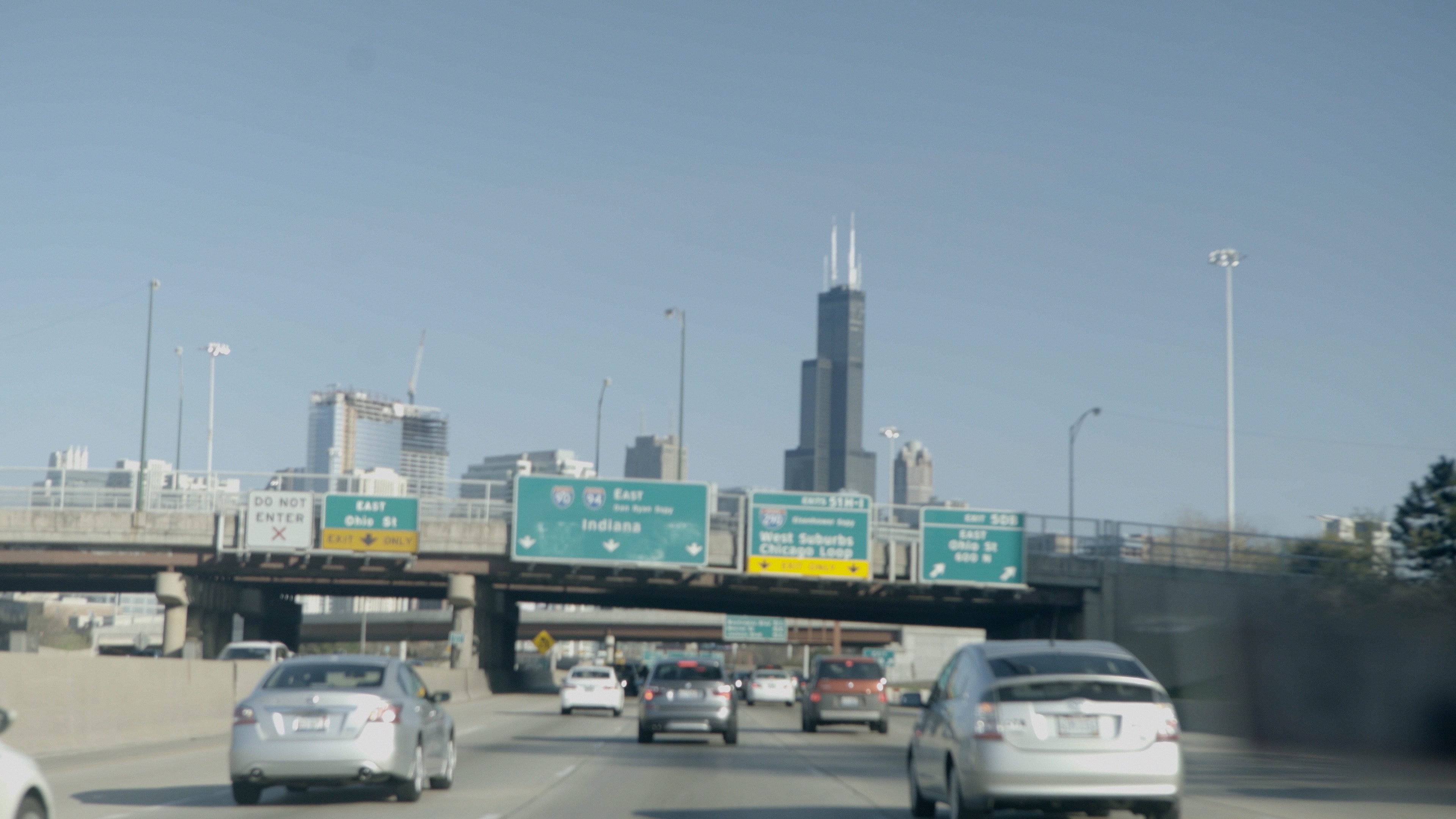 Chicago highway with skyline